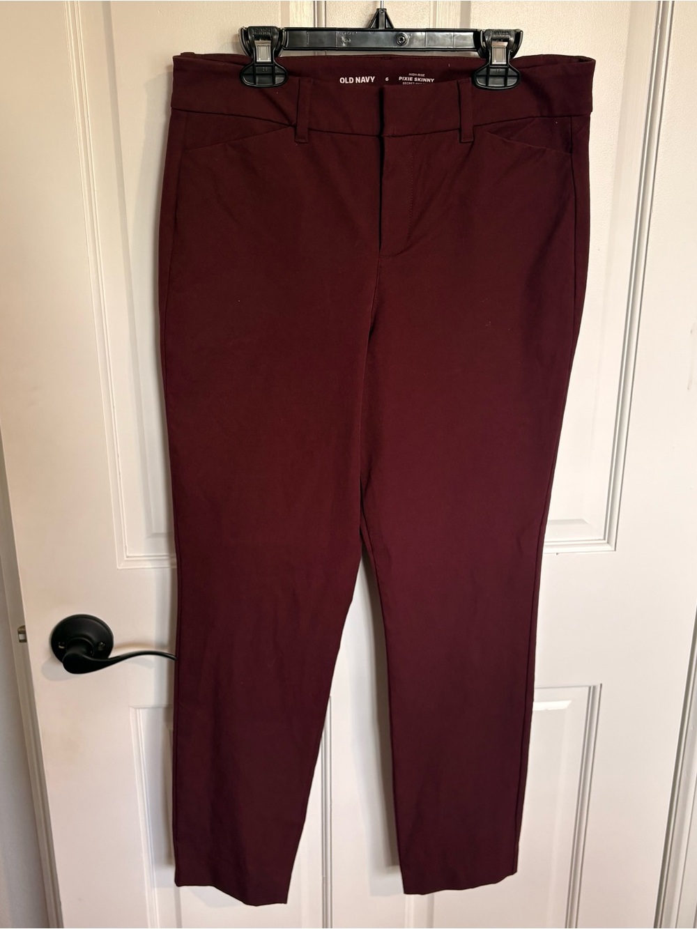 Old Navy High Rise Pixie Skinny Burgundy Red Wine Pants Business Work womens 6
